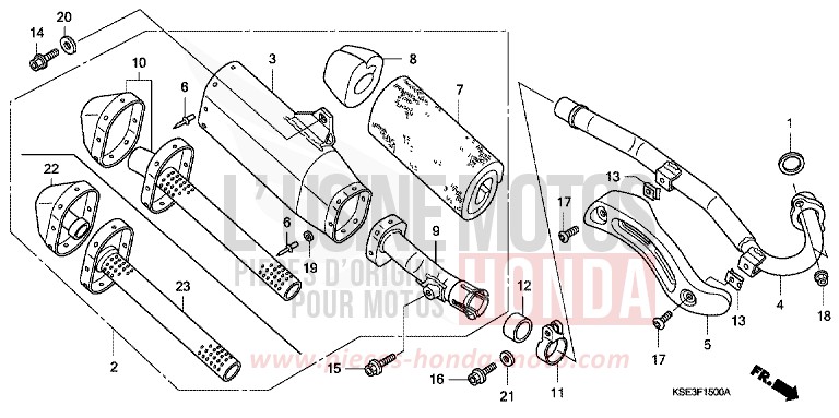 SILENCIEUX D'ECHAPPEMENT de CRF150R "Grandes Roues" EXTREME RED (R292) 2007